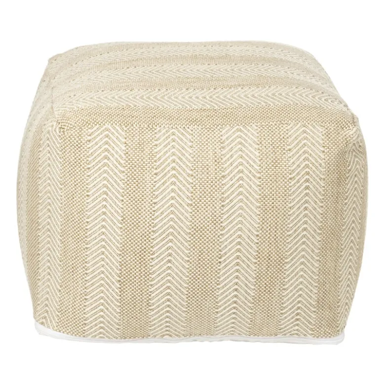 Buitenpoef gestreept - beige/bruin - 35x45x45 cm