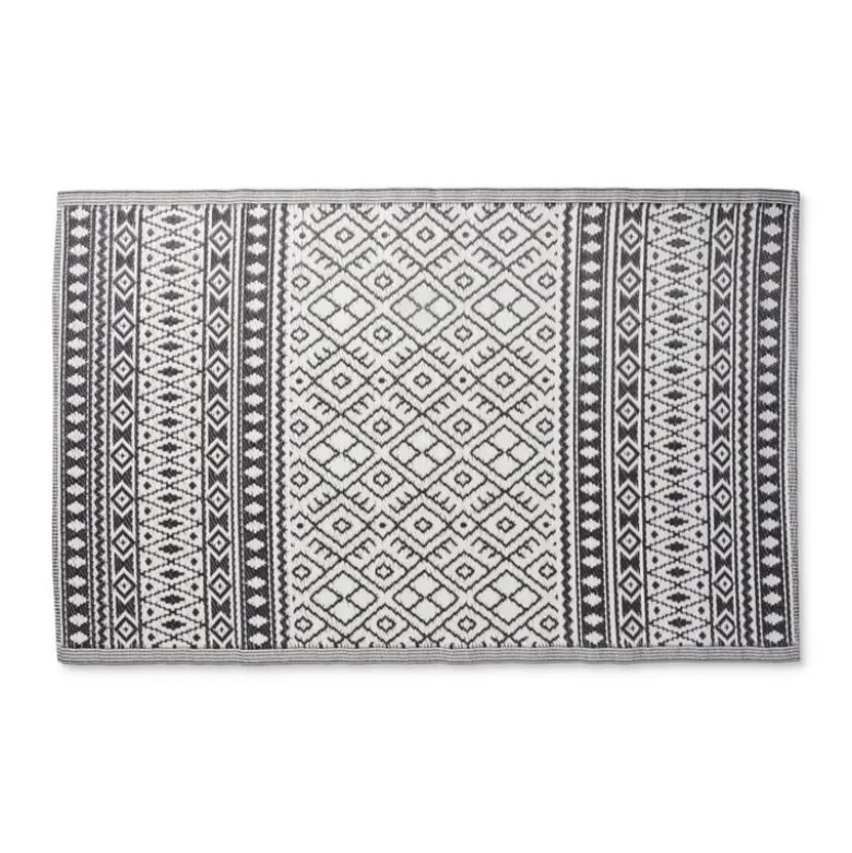 Buitentapijt ethnic - zwart/wit - 120x180 cm
