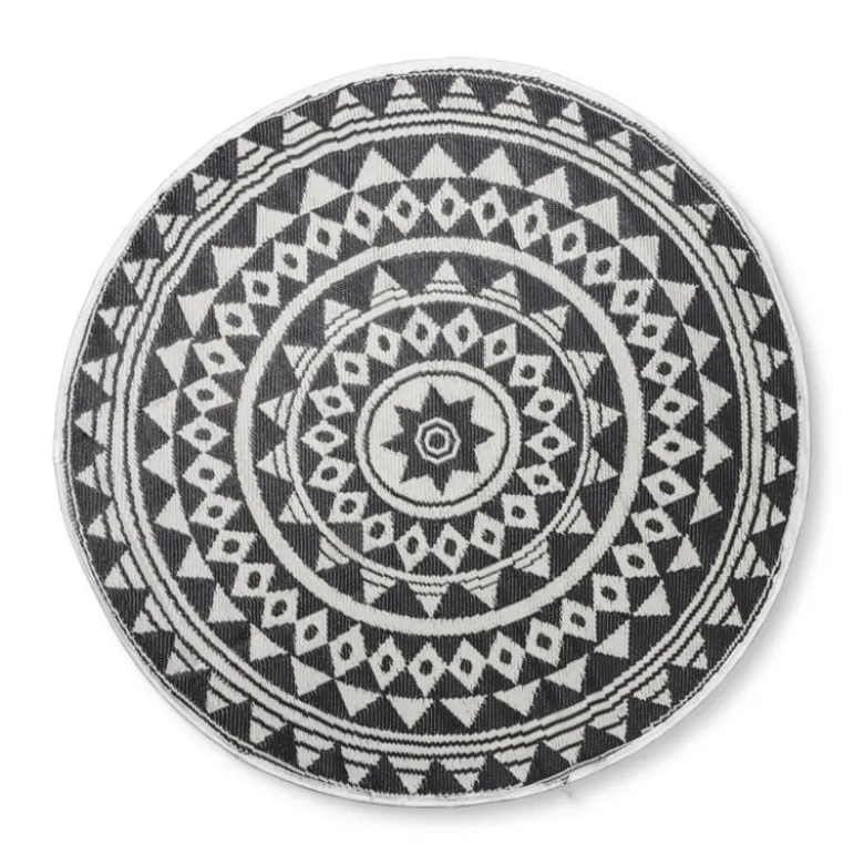 Buitentapijt mandala - zwart/wit - 150 cm