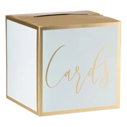 Cadeaubox voor kaarten - wit/goud - 23x23x23 cm