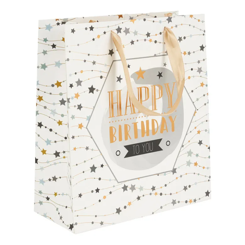 Cadeautasje Happy birthday - ster - 23x26 cm