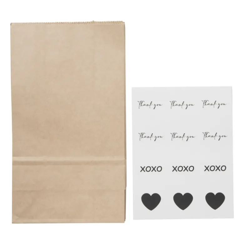 Cadeauzakjes met stickers - set van 6 - 21x12x7 cm