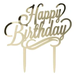 Cake topper Happy Birthday - goud