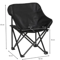 Campingstoel compact - zwart - 65x62x55 cm