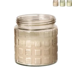Citronella kaars in glas - blokpatroon - ø11.2x12 cm