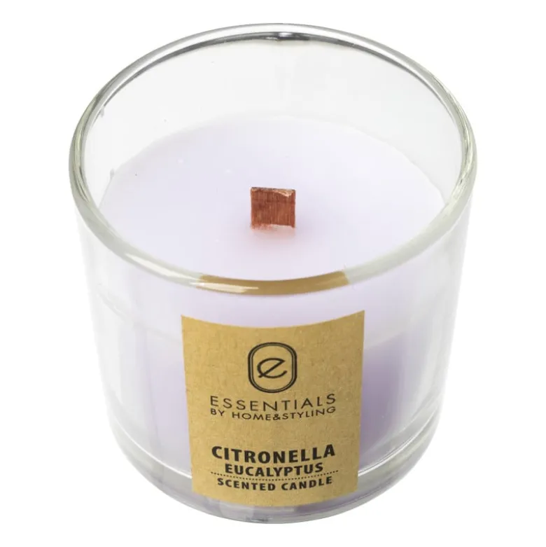 Citronella kaars in glas - diverse varianten - ø8x7.5 cm