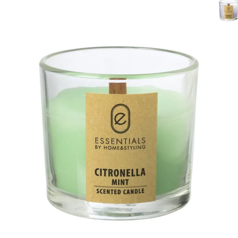 Citronella kaars in glas - diverse varianten - ø8x7.5 cm