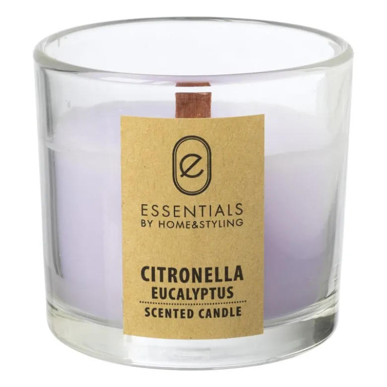 Citronella kaars in glas - diverse varianten - ø8x7.5 cm