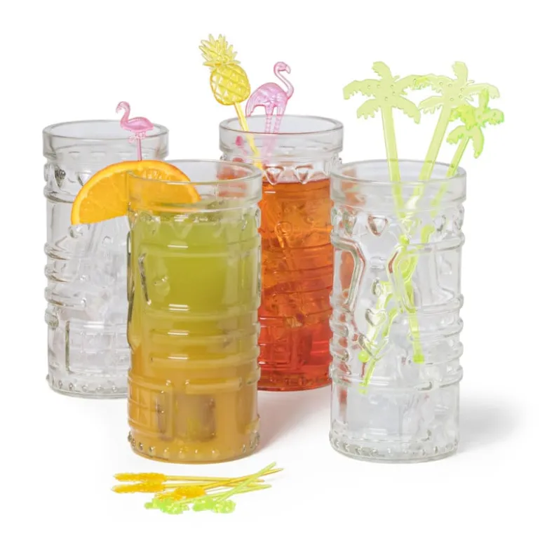 Cocktail roerstaafjes - flamingo - set van 12
