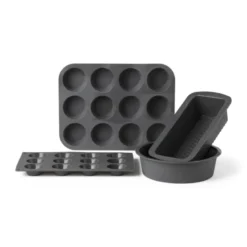 Cupcakevorm siliconen - grijs - 33x25x3 cm