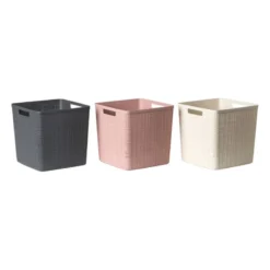 Curver jute opbergmand cube - 17 liter - roze