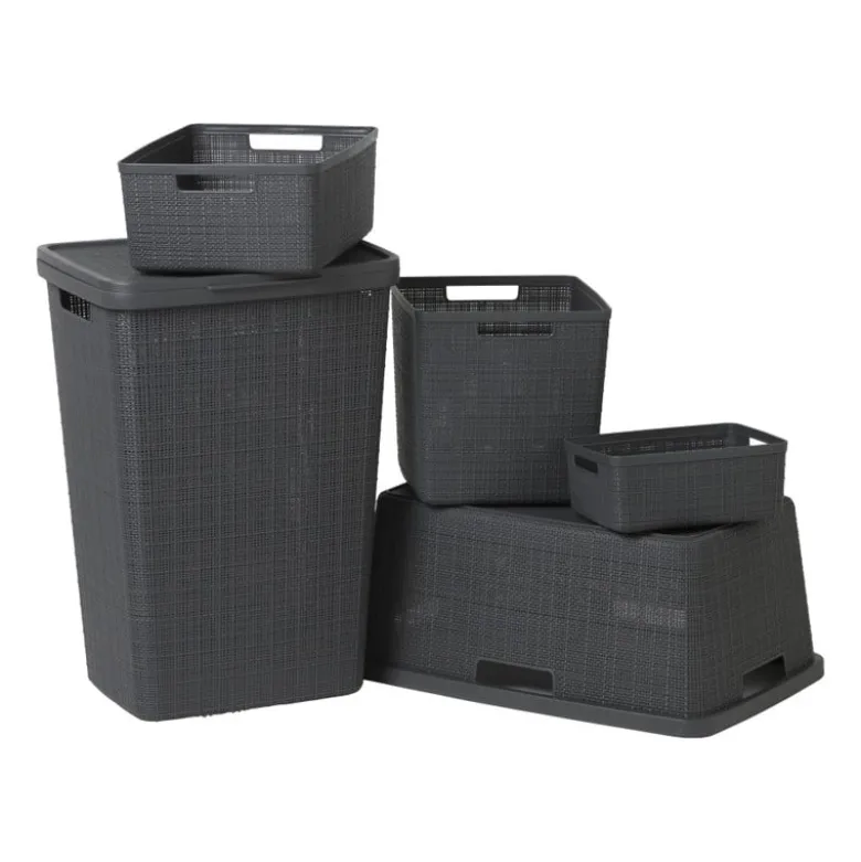 Curver jute opbergmand cube - 17 liter - grijs