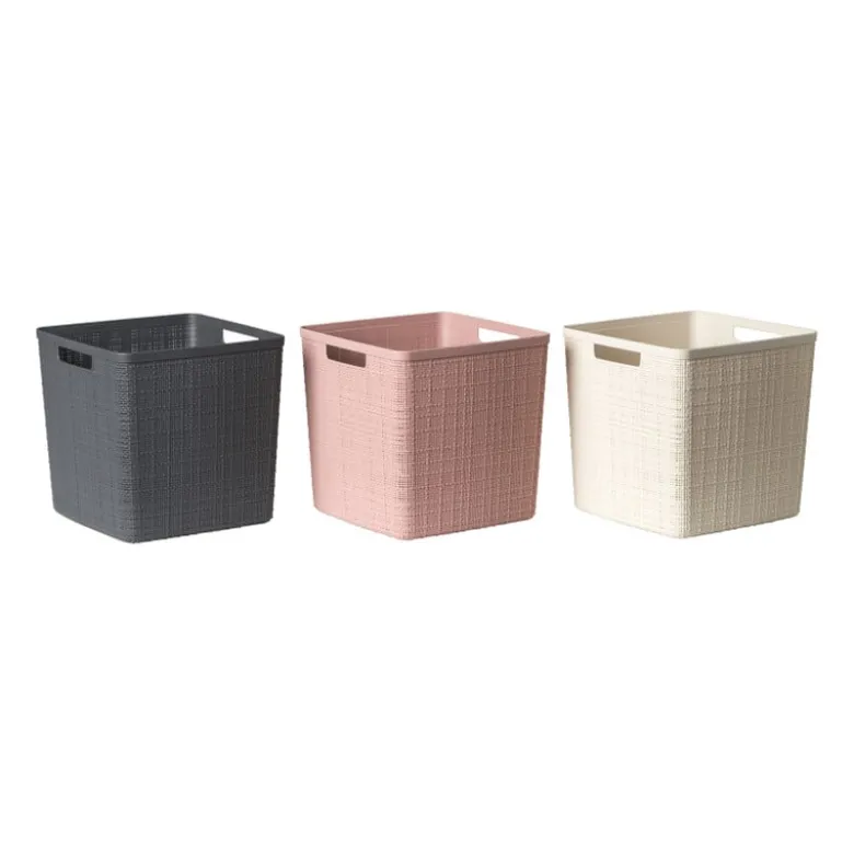 Curver jute opbergmand cube - 17 liter - grijs