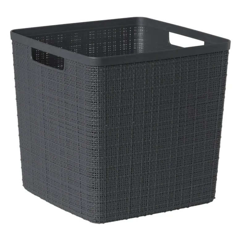 Curver jute opbergmand cube - 17 liter - grijs