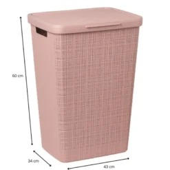 Curver jute wasmand met deksel - 58 liter - roze