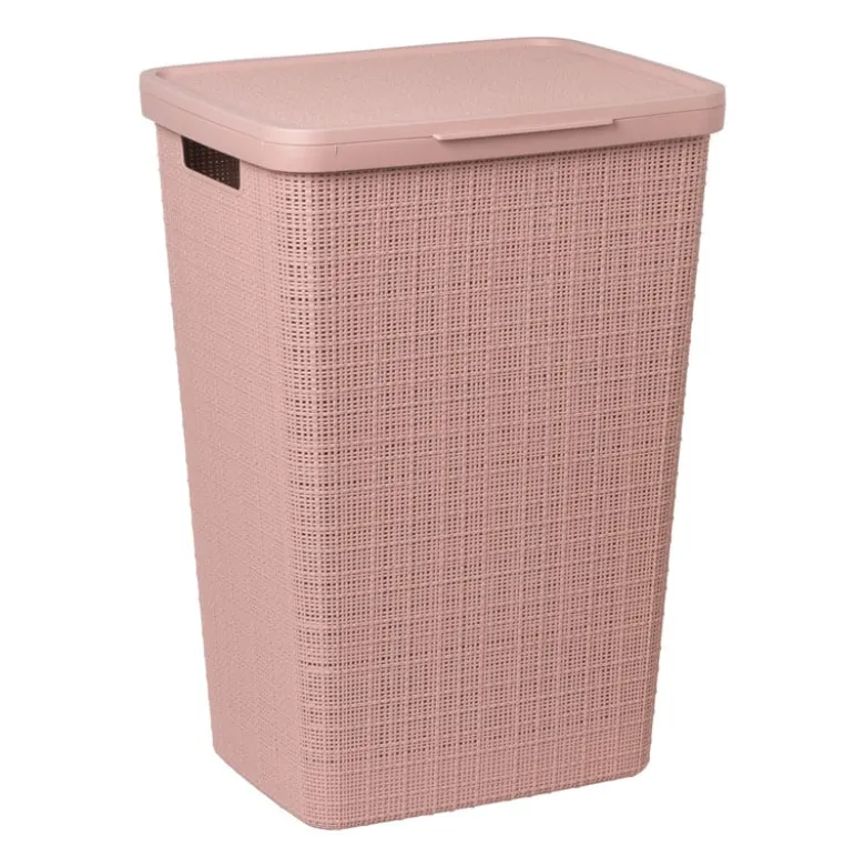 Curver jute wasmand met deksel - 58 liter - roze