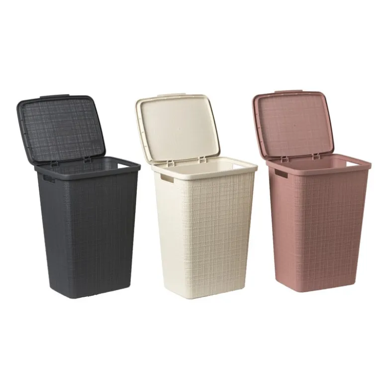Curver jute wasmand met deksel - 58 liter - roze
