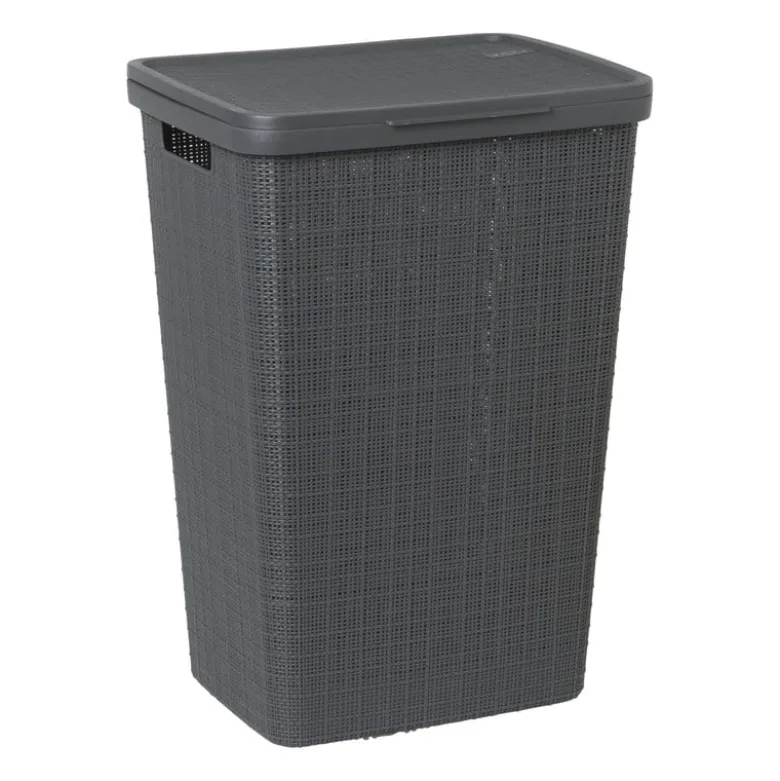 Curver jute wasmand met deksel - 58 liter - grijs