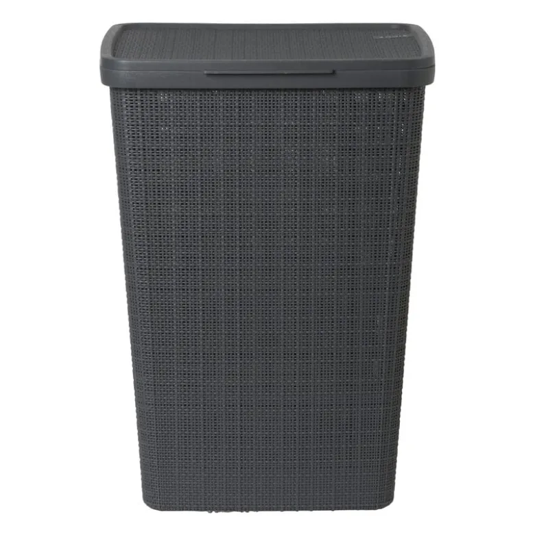 Curver jute wasmand met deksel - 58 liter - grijs