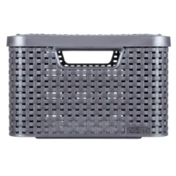 Curver opbergmand met deksel middel - grijs - 28.7x38.6x17 cm
