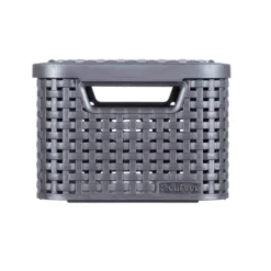 Curver opbergmand met deksel klein - grijs - 19.8x29x14.2 cm