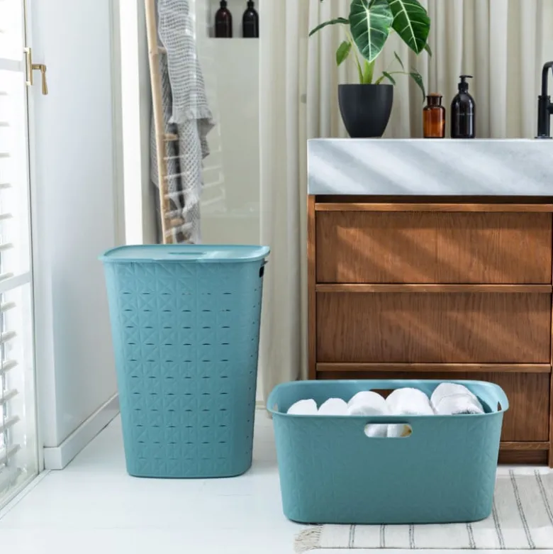 Curver wasmand fresh met deksel - 56 liter - blauw