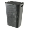Curver wasmand met deksel Infinity Dots - antraciet - 60 liter
