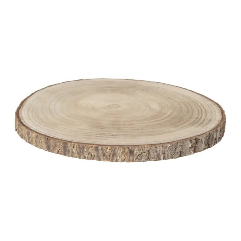 Decoratieplateau hout - bruin - ø26x2 cm