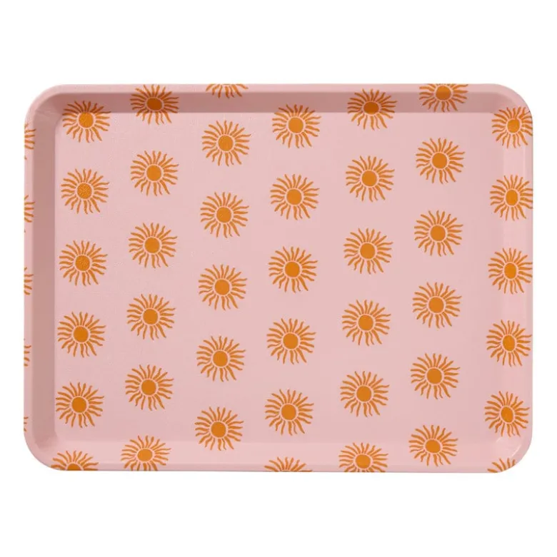 Dienblad zonnetjes - roze/oranje - 2.2x40x29 cm