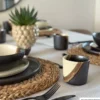Diep bord cortado - beige/zwart - ø18x5.8 cm