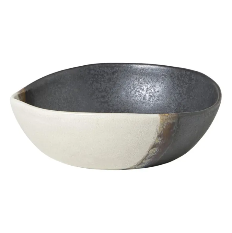 Diep bord cortado - beige/zwart - ø18x5.8 cm