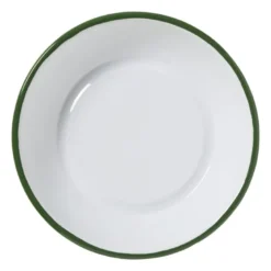 Diep bord emaille - roze/groen - ø21.5x4 cm