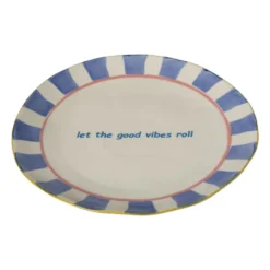 Dinerbord - blauw - ø25.5x3.5 cm - Happy at Home by Sanny