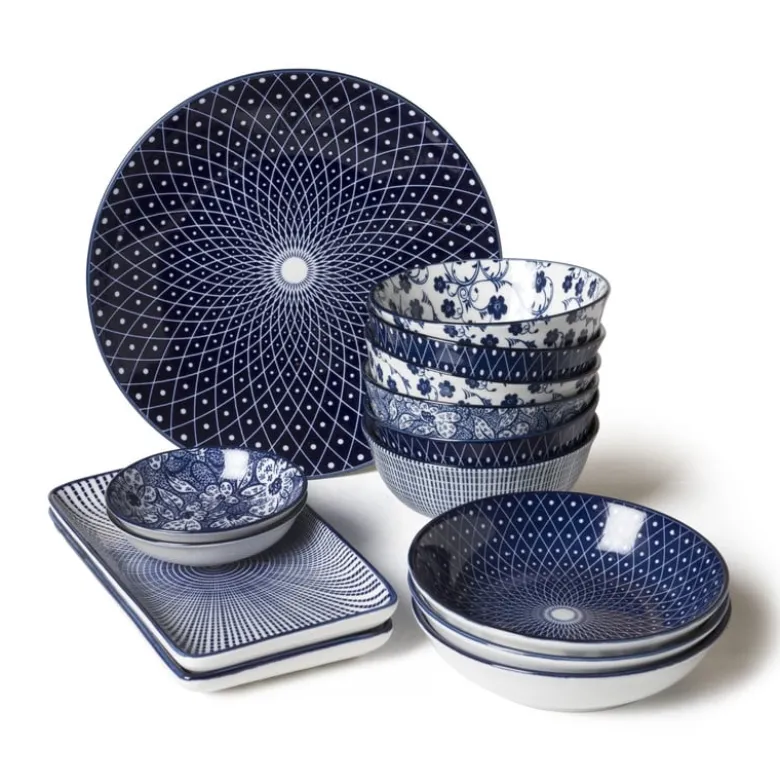 Dinerbord blue print - flowers - ⌀26 cm