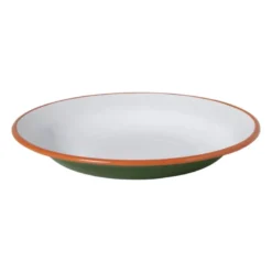 Dinerbord emaille - groen/oranje - ø24x3 cm