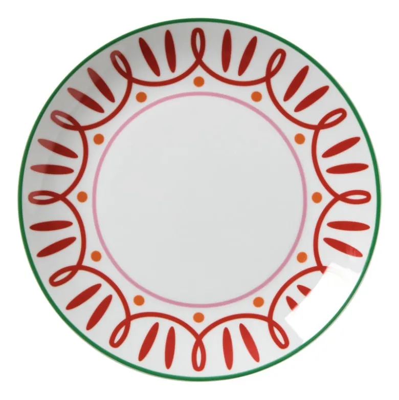 Dinerbord holly jolly - rood - ø26.8x2.8 cm