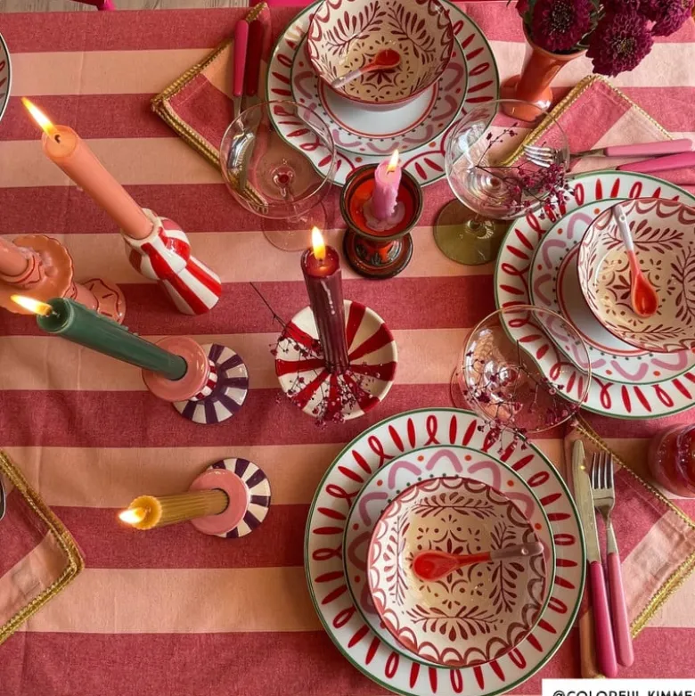 Dinerbord holly jolly - rood - ø26.8x2.8 cm