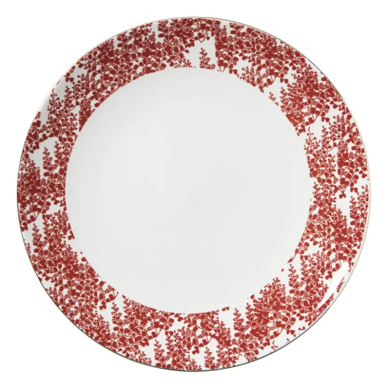 Dinerbord Mirna blaadjes - rood/wit - ø26.8x2.2 cm