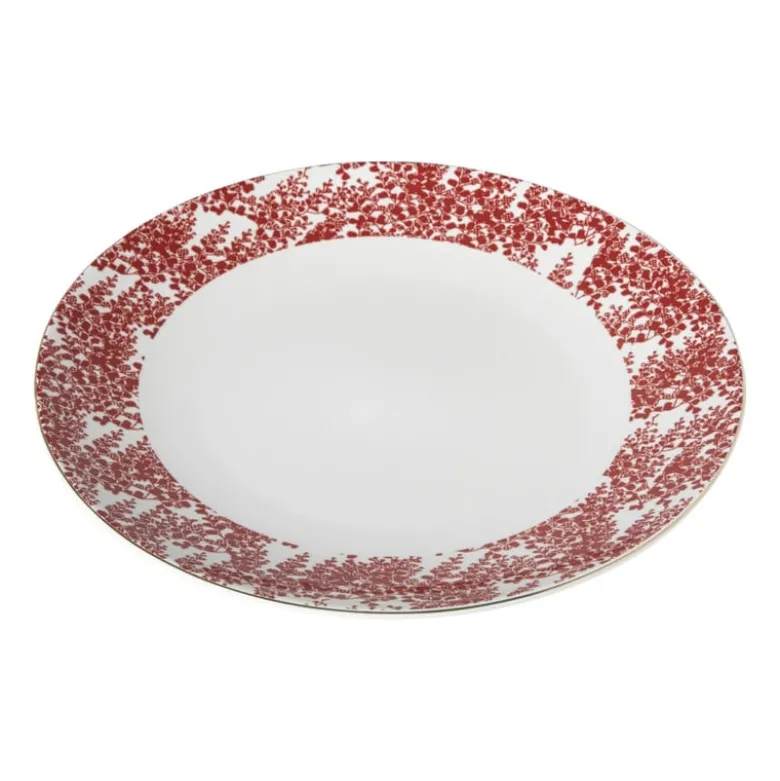 Dinerbord Mirna blaadjes - rood/wit - ø26.8x2.2 cm