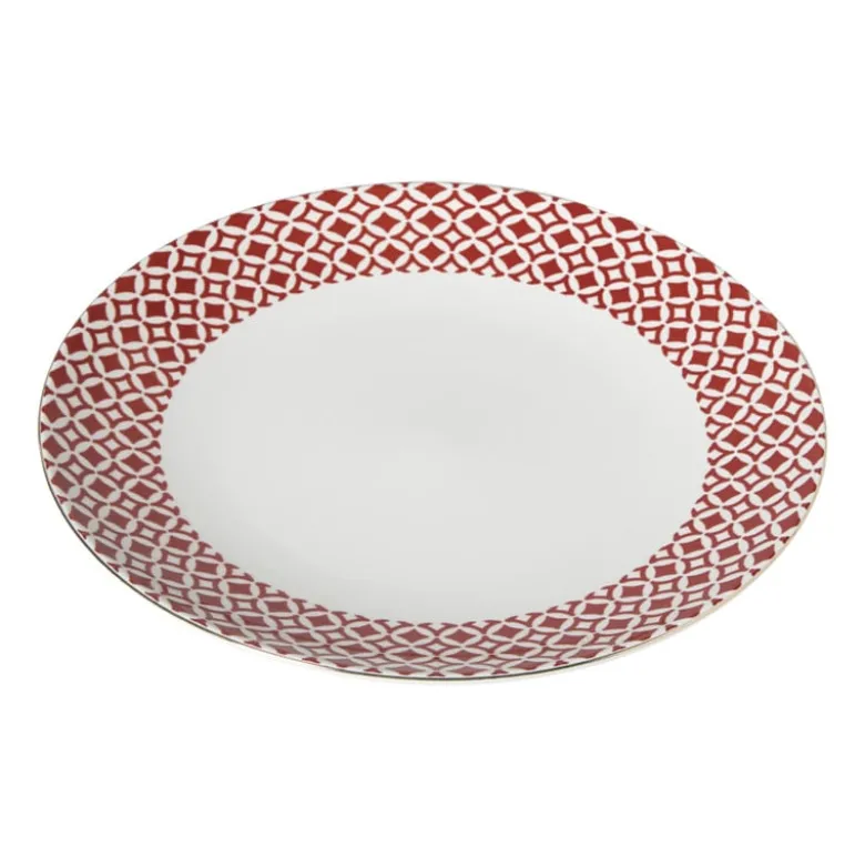 Dinerbord Mirna ruit - rood/wit - ø26.8x2.2 cm