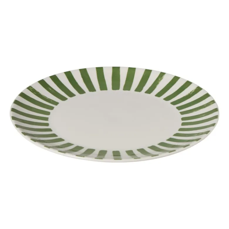 Dinerbord streep - groen/wit - ø26.5x2 cm