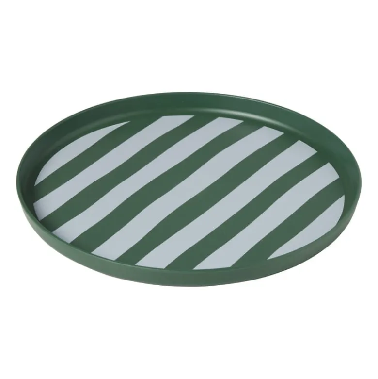 Dinerbord streep - groen/wit - ø26.5x2 cm