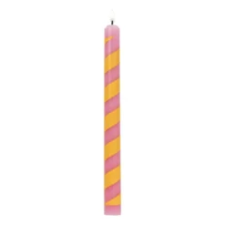 Dinerkaars streep - roze/geel - ø2.15x25 cm