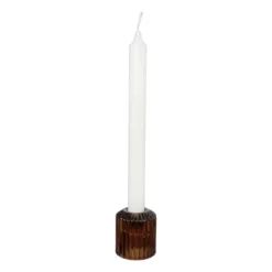 Diner/theelichthouder - lichtbruin - ø5.5x6 cm