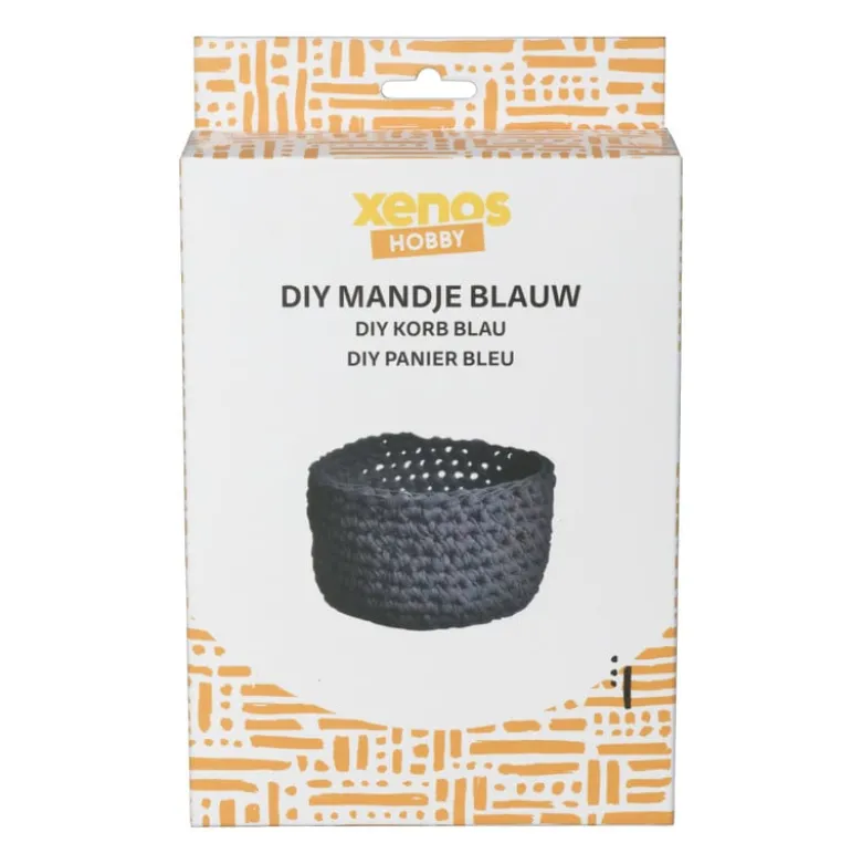 DIY mandje - donker blauw - 15x12 cm