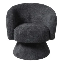 Draaifauteuil bouclé - zwart - 74x68x66 cm