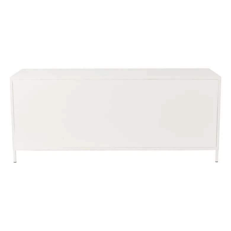 Dressoir Luca met geribbeld glazen deurtjes - offwhite - 50x120x42 cm