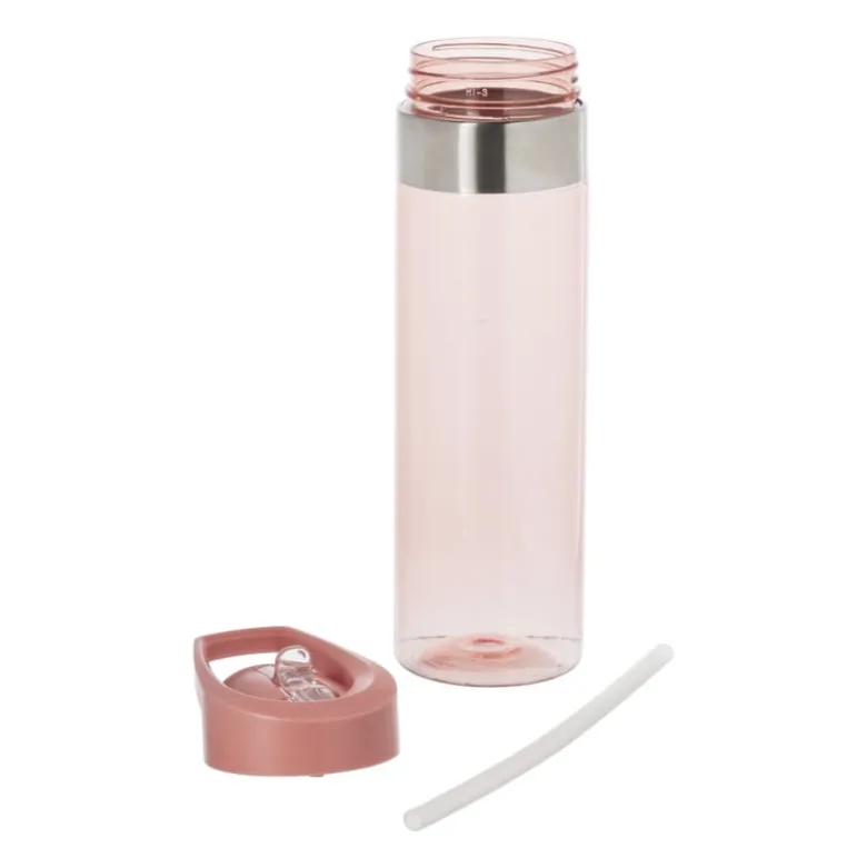 Drinkfles met rietje - roze - 500 ml