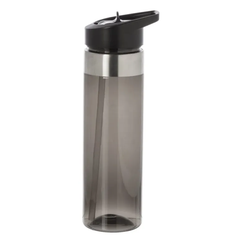 Drinkfles met rietje - zwart - 500 ml