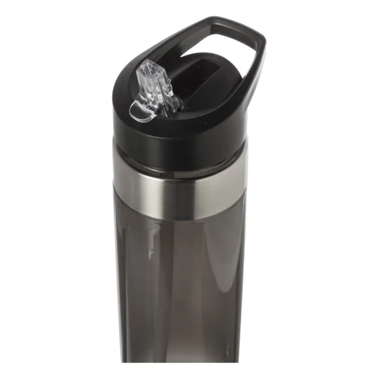 Drinkfles met rietje - zwart - 500 ml